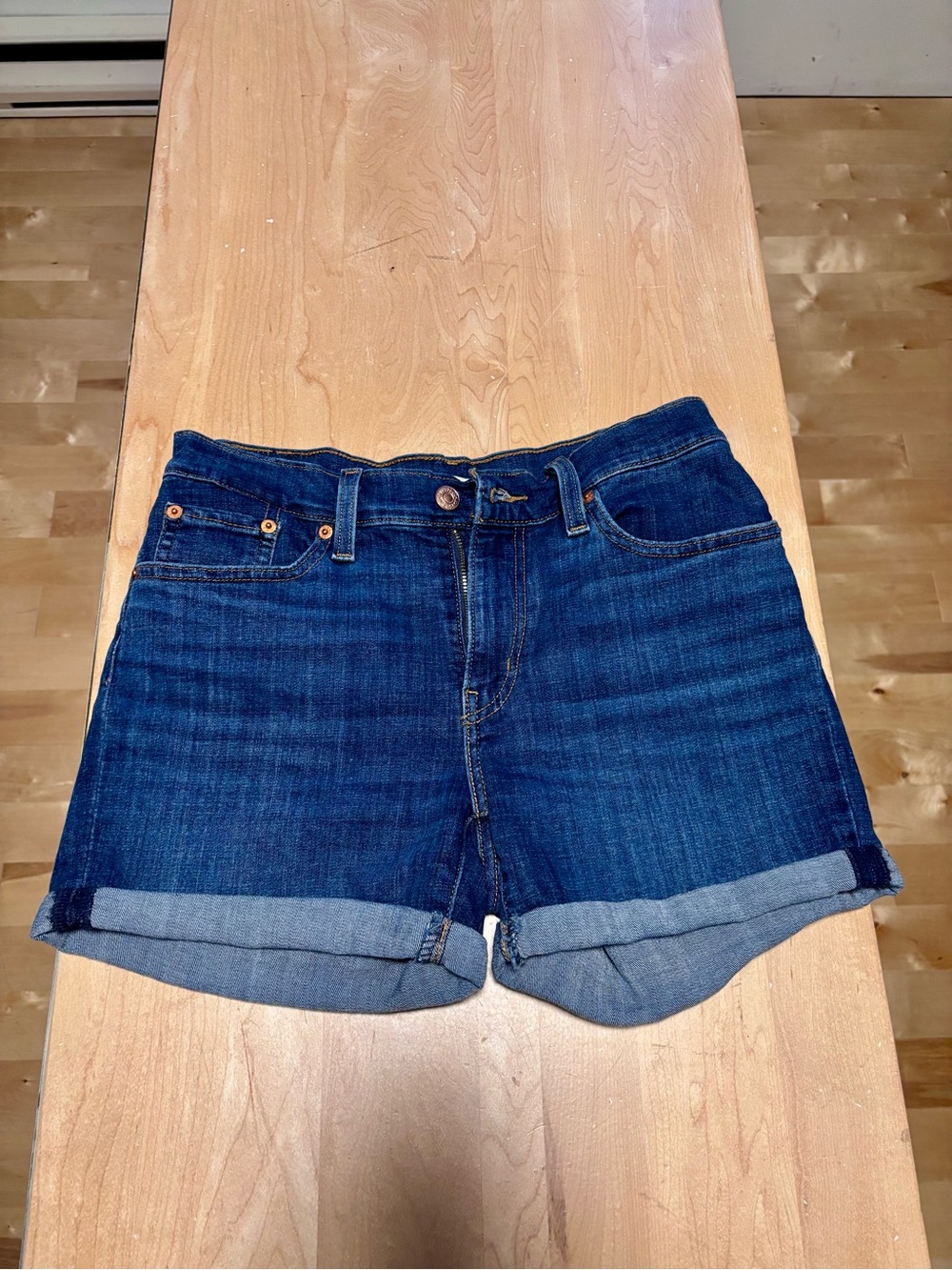 Levi's Dark Blue Denim Cuffed Shorts